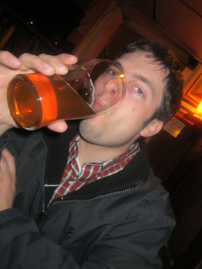 Craig Enjoying A Beer at Saxophone Pub